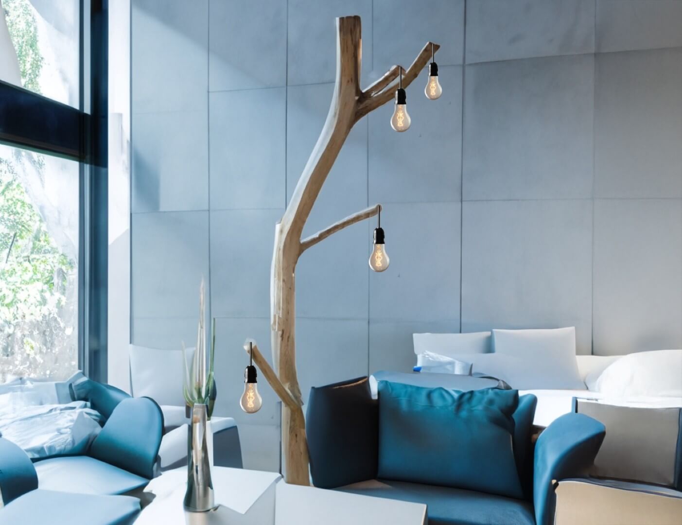 Wood arc floor lamp